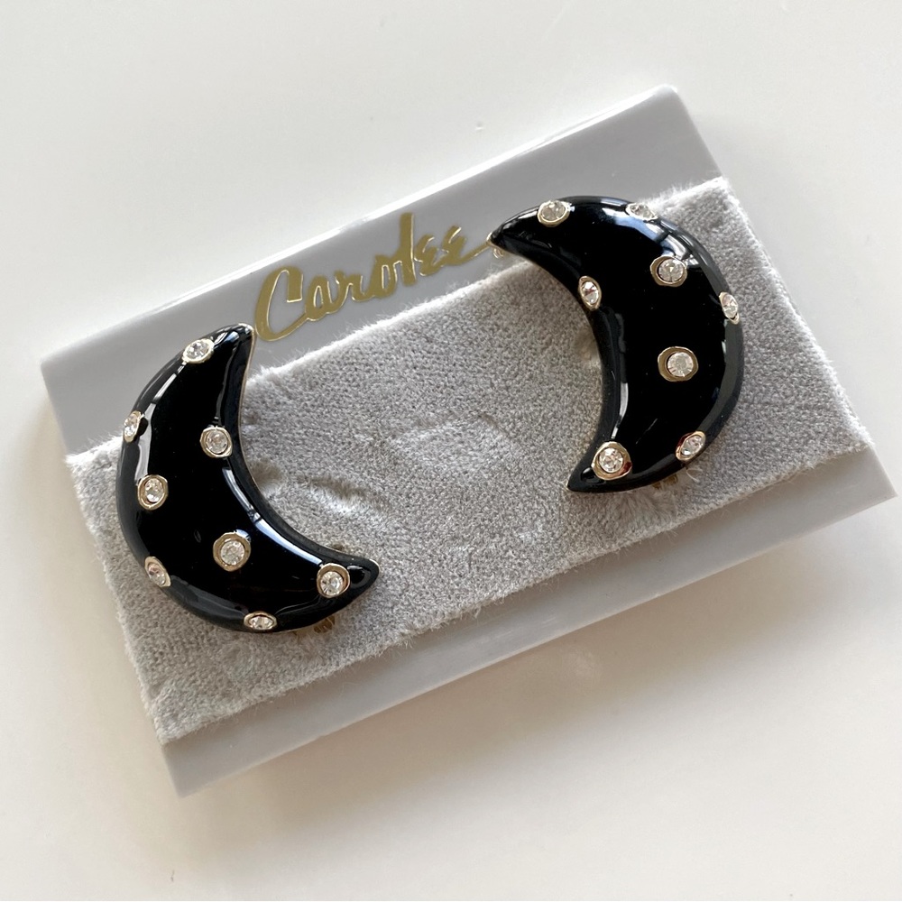 WT Vintage Carolee Moon Clip-On Earrings